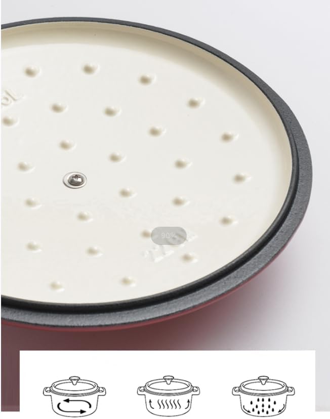 Cast Iron Dutch Oven Pot with Lid – Deep Cooking Pot for Bread, Stews, Casseroles – Oven Safe Cookware, Kitchen Essential & Wedding Gift – Compatible with All Heat Sources (Red)