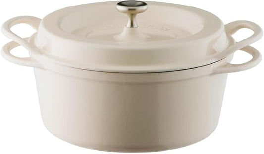 Vermicular Oven Pot | Non-Toxic Enameled Cast Iron Pot | 22cm (3.7 Qt) | Oven-safe | Induction-compatible | Dutch Oven | Made in Japan | Serves 3-4 | Natural Beige