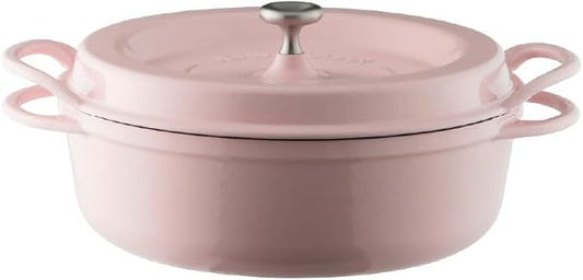 Vermicular Oven Pot | Non-Toxic Enameled Cast Iron Pot | 26cm Shallow (3.9 Qt) | Oven-safe | Induction-compatible | Dutch Oven | Made in Japan | Serves 3-4 | Pearl Pink
