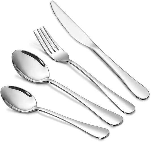 Stainless Steel Silverware Set, 16 Piece Flatware Set for 4,Knives Spoons Forks Set For Home, Kitchen and Restaurant Mirror Polished, Dishwasher Safe
