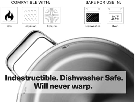 Misen 6.75 QT Stainless Steel Stock Pot with Lid - Stew & Soup Pot with Handles - Large Pot for Cooking