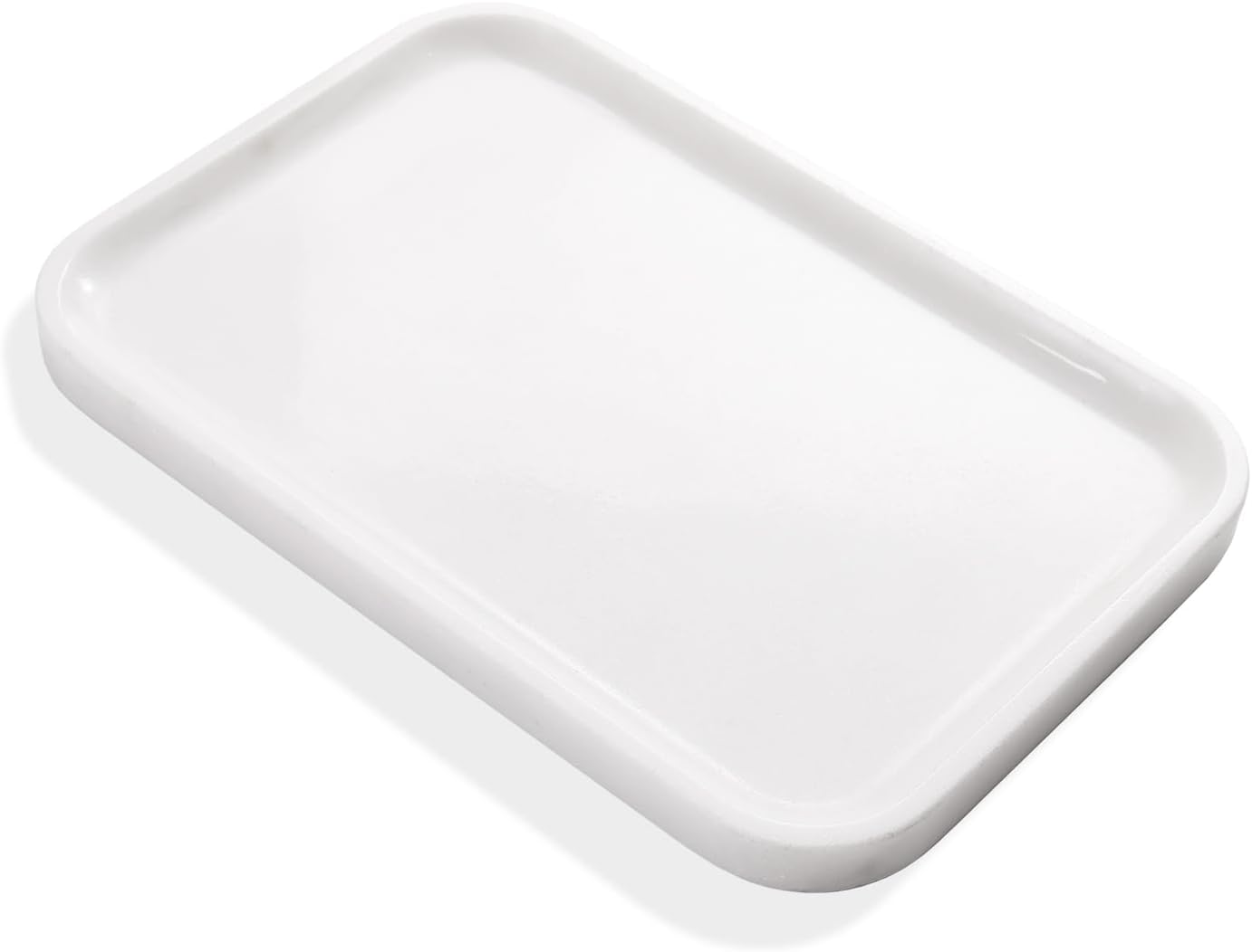 Yew & Tulip Natural Marble Vanity Tray, 12"x 8"x 0.7" Glossy White Serving Tray for Bathroom, Kitchen, Vanity, Home Decor, Wedding etc. (Polished White)