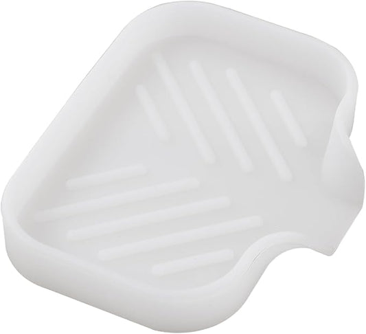 Silicone Bathroom Soap Dishes with Drain Spout-Bathroom and Kitchen Sink Organizer,Sponge Holder,Dish Soap Tray,Perfect for Dispenser,Scrubber,Bottle,Cup on Counter Translucent 4.9"×3.2"