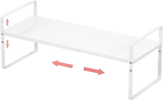 Expandable Stackable Spice Rack Cabinet Shelf Organizer in Cabinets Shelves Kitchen Cupboard Organization Stack up Racks Pantry Countertop Storage Medium/White 1 Pack