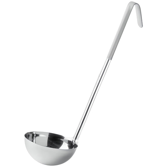 OCS Parts Professional Series Stainless Steel Culinary Ladle | 12 Ounce | Heat Resistant PVC Handle, Dishwasher Safe 15-Inch Soup Ladle for Home and Commercial Kitchens