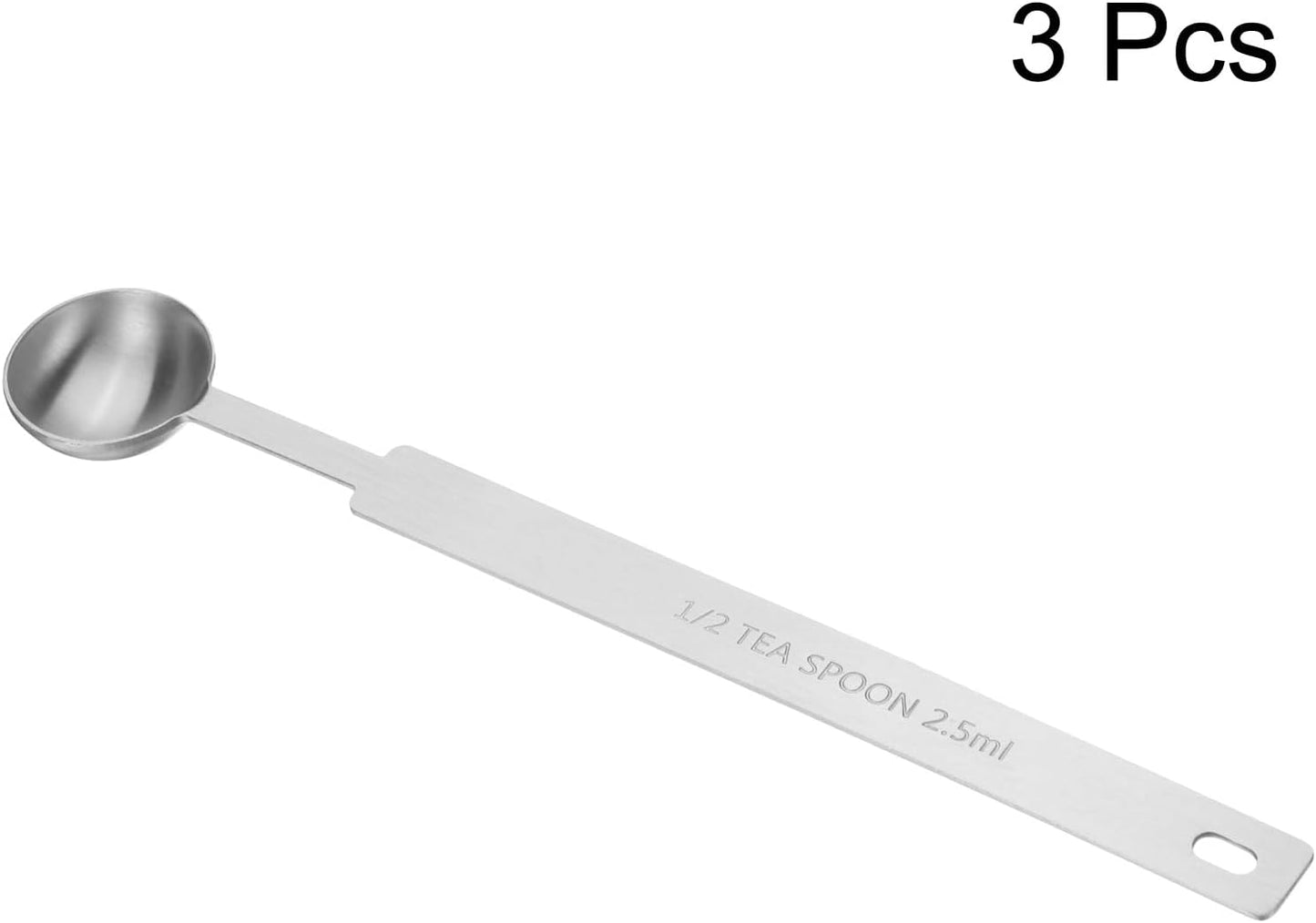 HARFINGTON 3pcs Single Measuring Spoon 1/2tsp (1/6tbsp, 2.5ml) Teaspoon/Tablespoon 430 Stainless Steel Single Tiny Square Bowl Measuring Spoon Long Handle Measure Scoop