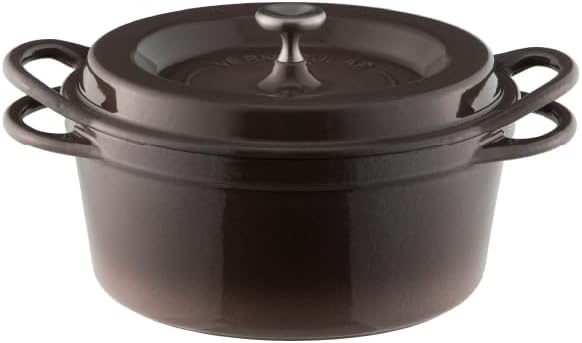 Vermicular Oven Pot | Non-Toxic Enameled Cast Iron Pot | 18cm (1.8 Qt) | Oven-safe | Induction-compatible | Dutch Oven | Made in Japan | Serves 1-2 | Pearl Brown