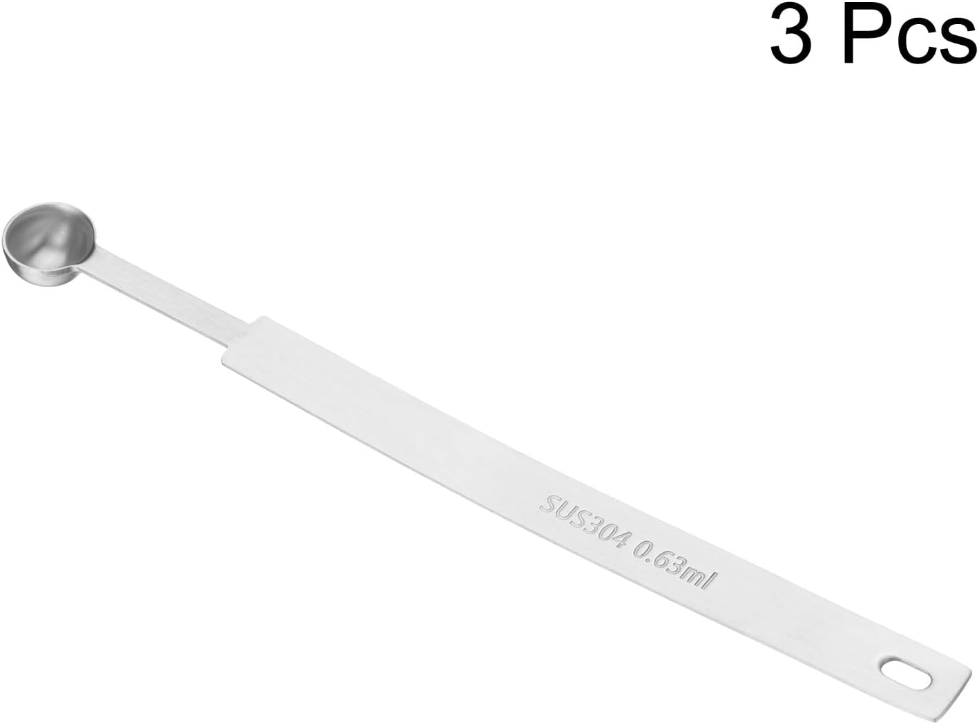 HARFINGTON 3pcs Single Measuring Spoon 1/8tsp (0.63ml) Teaspoon/Tablespoon 304 Stainless Steel Single Tiny Square Bowl Measuring Spoon Long Handle Measure Scoop