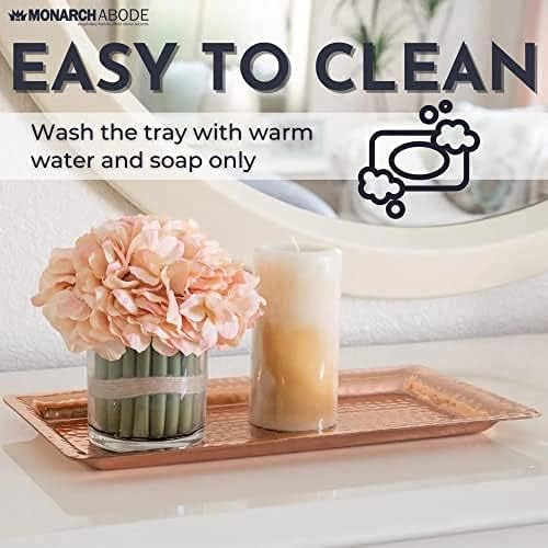 Monarch Abode Hand Hammered Metal Serving Tray, 16-Inch Nickel Finish – Rectangle Serving Platter, Large Serving Tray for Party, Fruit Platter, Dessert Trays, Serving Dishes