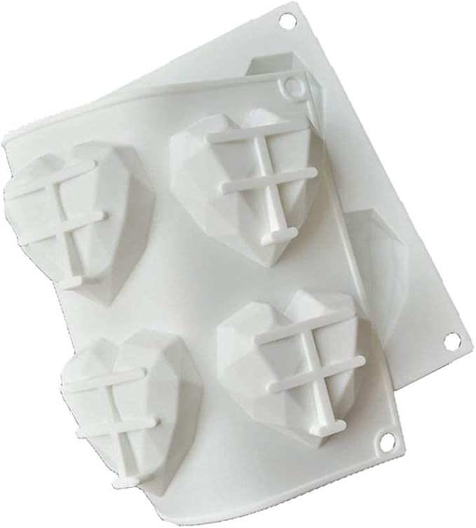 8 Cavity Diamond Love Heart-Shaped Silicone Molds for Sponge Cakes Mousse Chocolate Dessert Bakeware Pastry Mould