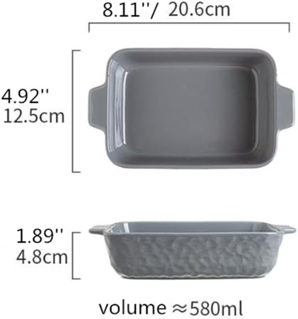Lavandi Ceramic Bakeware Set, Rectangular and Wide Baking Pans, Oven/Microwave/Dishwasher Safe (Gray, 8 inches)