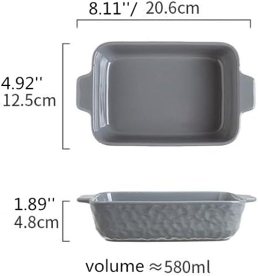 Lavandi Ceramic Bakeware Set, Rectangular and Wide Baking Pans, Oven/Microwave/Dishwasher Safe (Gray, 8 inches)