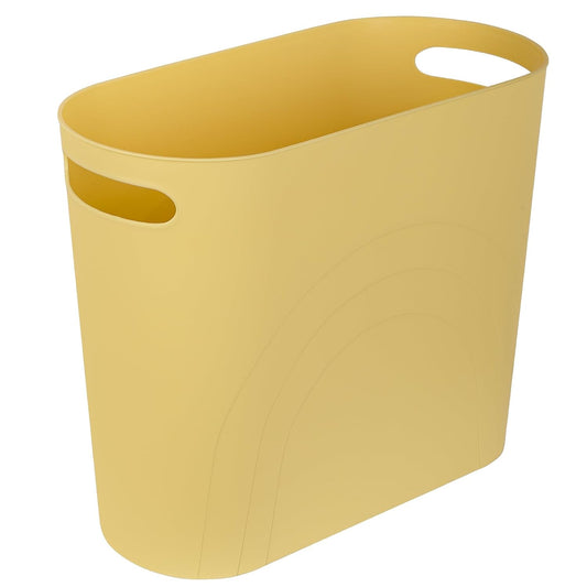 rejomiik Small Trash Can, 3.5 Gallon Slim Garbage Can Plastic Waste Basket with Handles Container Bin for Narrow Spaces Bathroom, Bedroom, Kitchen, Office at Home, Yellow