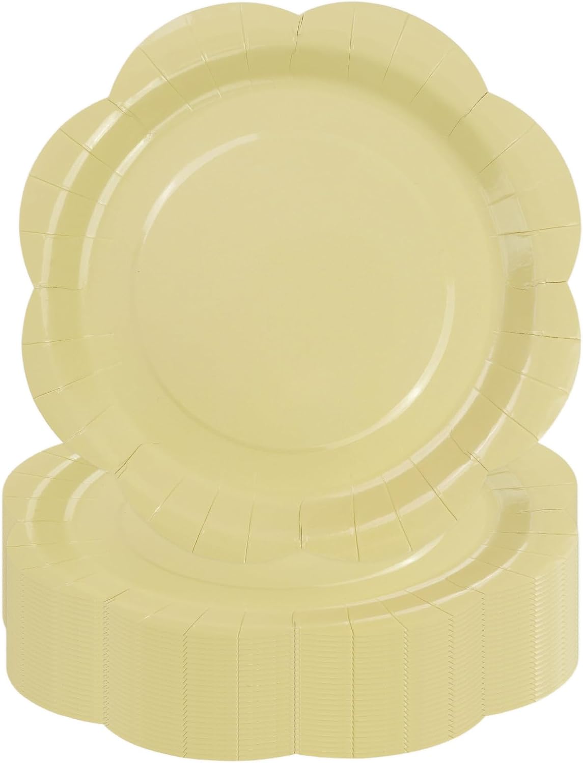 30 Pack Yellow Paper Plates 9 Inch, Disposable Scalloped Plates Cake Dessert Plate for Dinner Baby Shower Wedding Bridal Shower Birthday Party Supplies (Yellow, 9 inch)