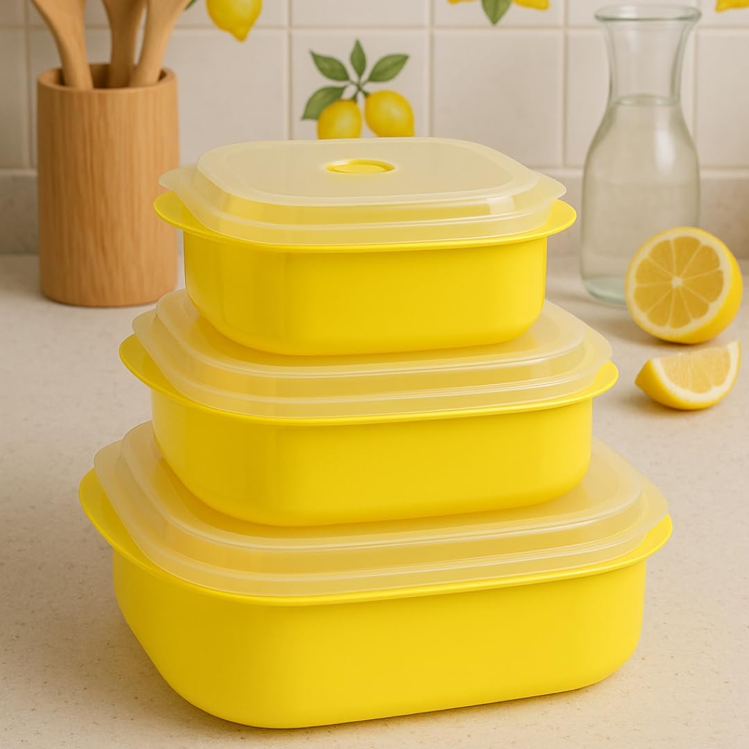 Reston Lloyd Nesting Microwave Containers, Set of 3, Adjustable Steam Vents, Airtight, Meal Prep, Durable BPA-Free Plastic- Freezer & Dishwasher Safe, Cookware & Food Storage, Anyday Cookware, Lime