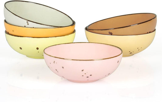 Esfour Round Porcelain Bowls - 18 Ounce - Set of 6 - Microwave, Oven, Dishwasher-Safe, Scratch Resistant, Porcelain Durable Small Dishes Bowls for Cereal, Salad, Pasta, Soup Dessert - Assorted Blossom