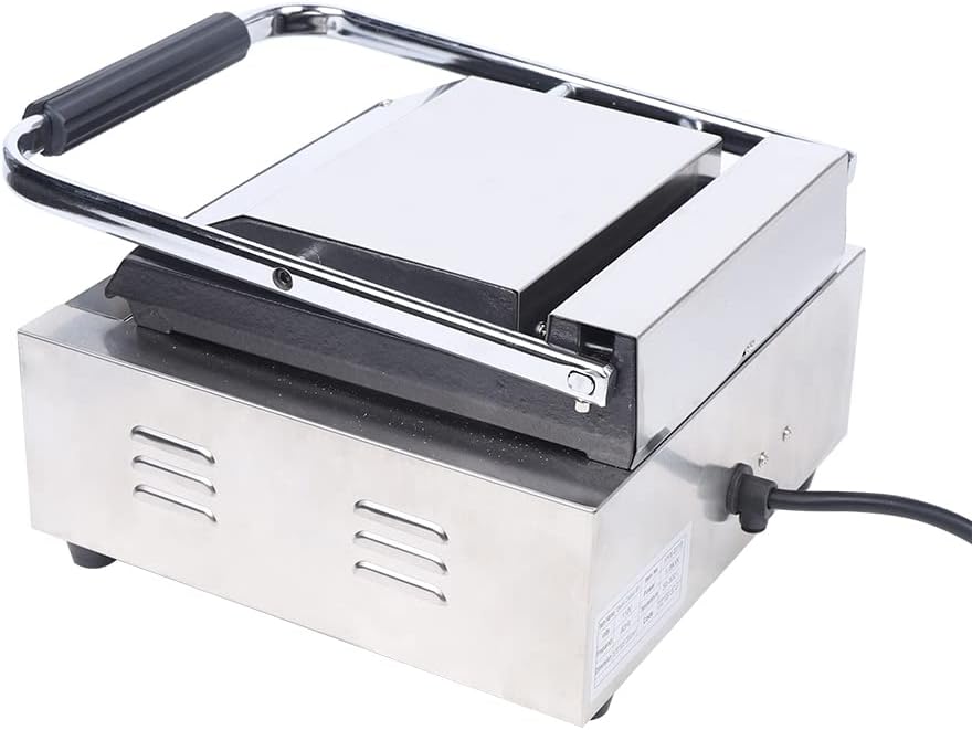 1800W Commercial Sandwich Maker, Electric Press Grill Non-Stick Panini Press Grill and Waffle Iron w/Time & Temper Adjustable| Egg Bat|Food Clip, Large Waffle Machine for Restaurant Party