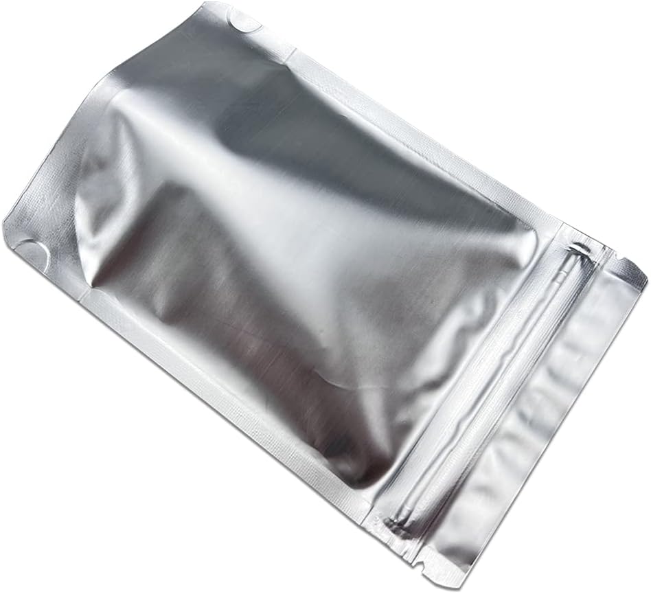 PABCK 50 Pieces 4.3x6.3 inch(Inside Size 3.5x3.9 inch) Stand-Up Resealable Heat Seal Bags 3.55mil Thick Frosted Silver Foil Sealed Bags for Zip Packaging Lock Food Storage Pouch