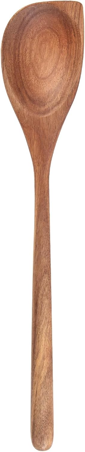 Large Wooden Spoon for Cooking,17 inch Big Wood Scoop Utensil for Deep Pot,Giant Acacia Wood Corner Spoon with Long Handle,Versatile Wood Spoons for Stirring,Flipping,Serving,Scraping