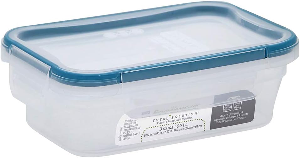 Snapware Total Solutions (5-Pack, 3 Cup) Plastic Food Storage Containers Set, Airtight & Leakproof Locking BPA-Free Lids Tupperware, Freezer Dishwasher Microwave Safe