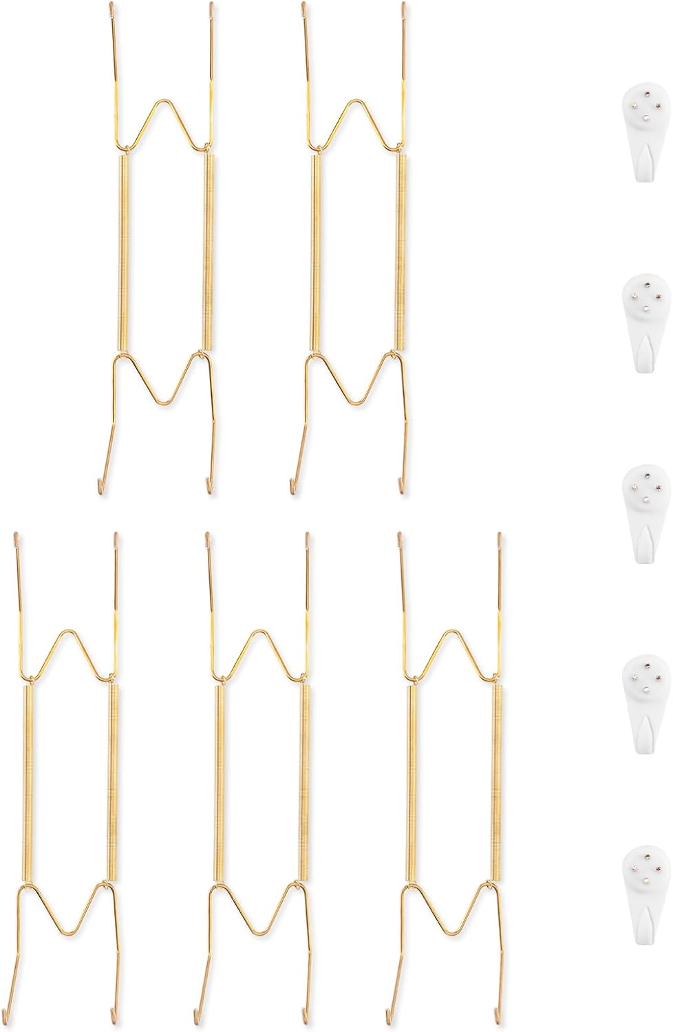 Bilillo 5 Pack Plate Hangers for the Wall, Suitable for 10-14 inch Art Plate, Stainless Steel Invisible Heavy Duty Wire Plate Holder with Wall Hooks, Plate Hangers for Displaying Plates, Platter, Dish
