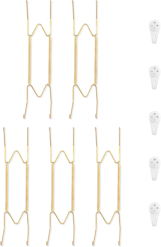 Bilillo 5 Pack Plate Hangers for the Wall, Suitable for 10-14 inch Art Plate, Stainless Steel Invisible Heavy Duty Wire Plate Holder with Wall Hooks, Plate Hangers for Displaying Plates, Platter, Dish