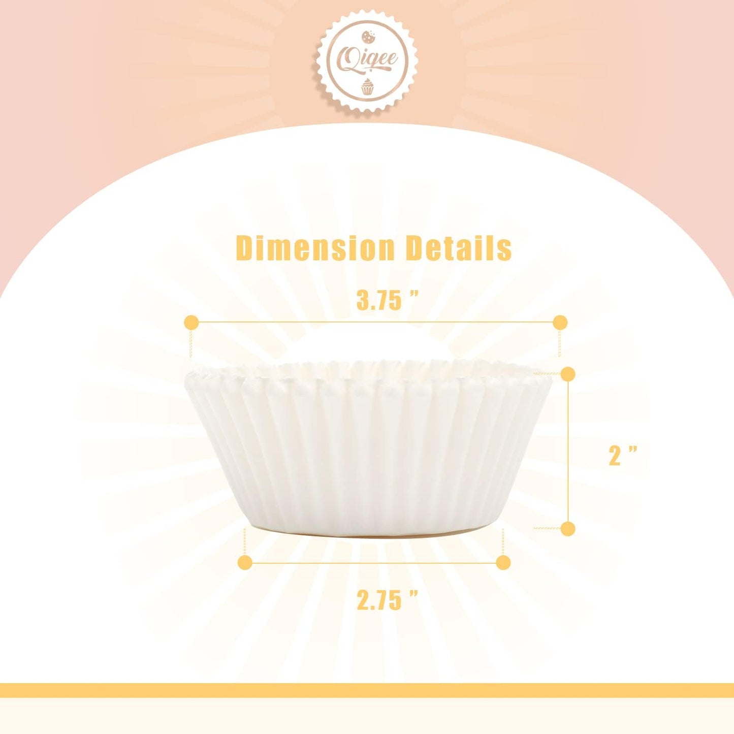 qiqee 600 Count Large Size Cupcake Liners White Muffin Liners Food Grade Jumbo Baking Cups Paper No Smells（Large Size）