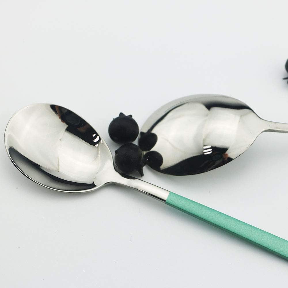 JASHII Flatware Set - SUS304 Stainless Steel Silverware, 20-Piece Cutlery Set, Mirror Polish, Fit for Kitchen, Hotel, Restaurant Tableware (Green)