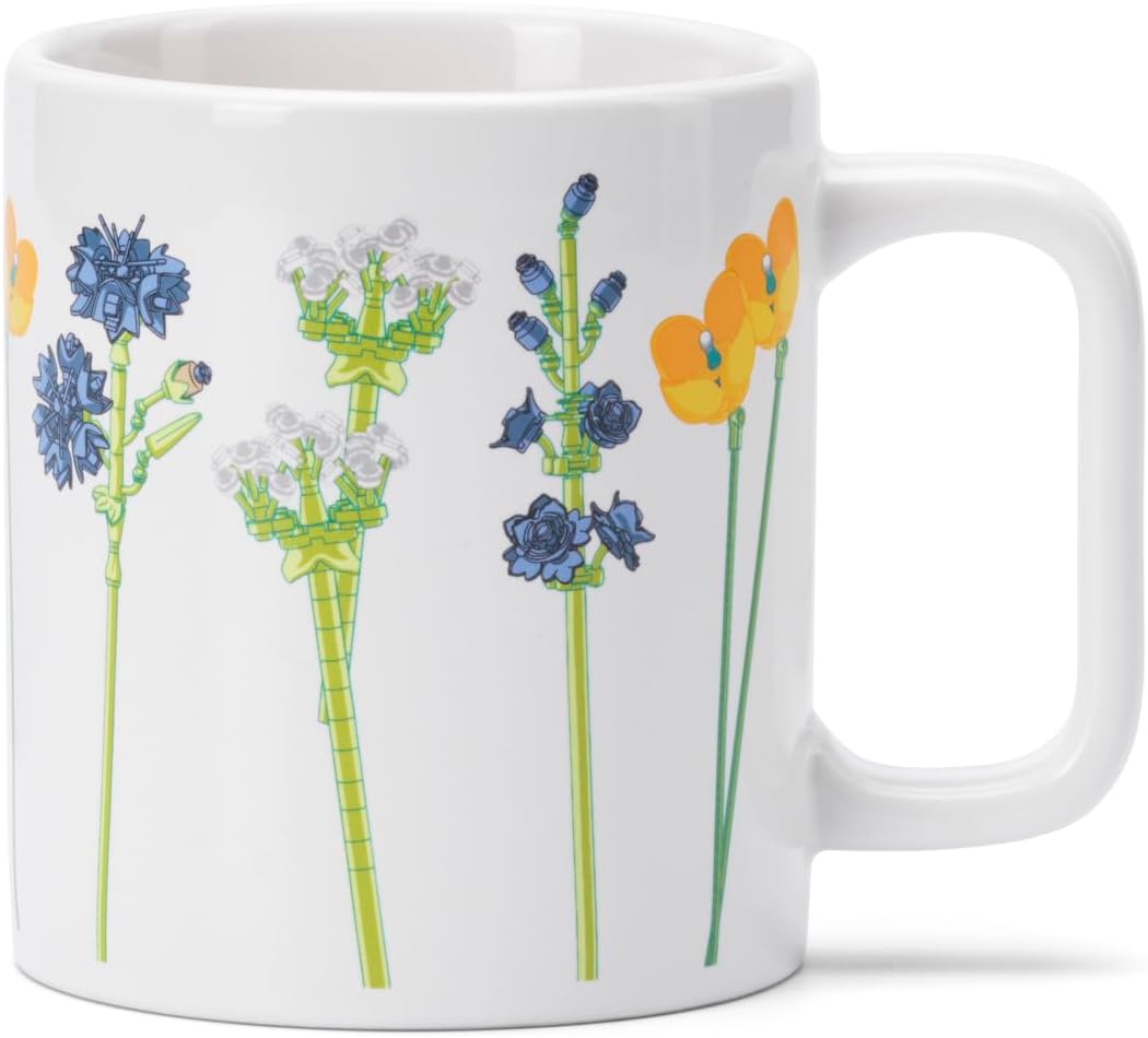 Room Copenhagen LEGO Wild Flowers Mug 300ml – Botanical Coffee Cup for LEGO Fans, Floral Collectible Gift, Microwave & Dishwasher Safe