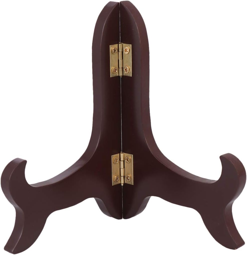 Plate Holder Plate Stand, Wooden Plate Display Stands Picture Easel Holder Stand Decorative Wood Library Decor Plate Stand