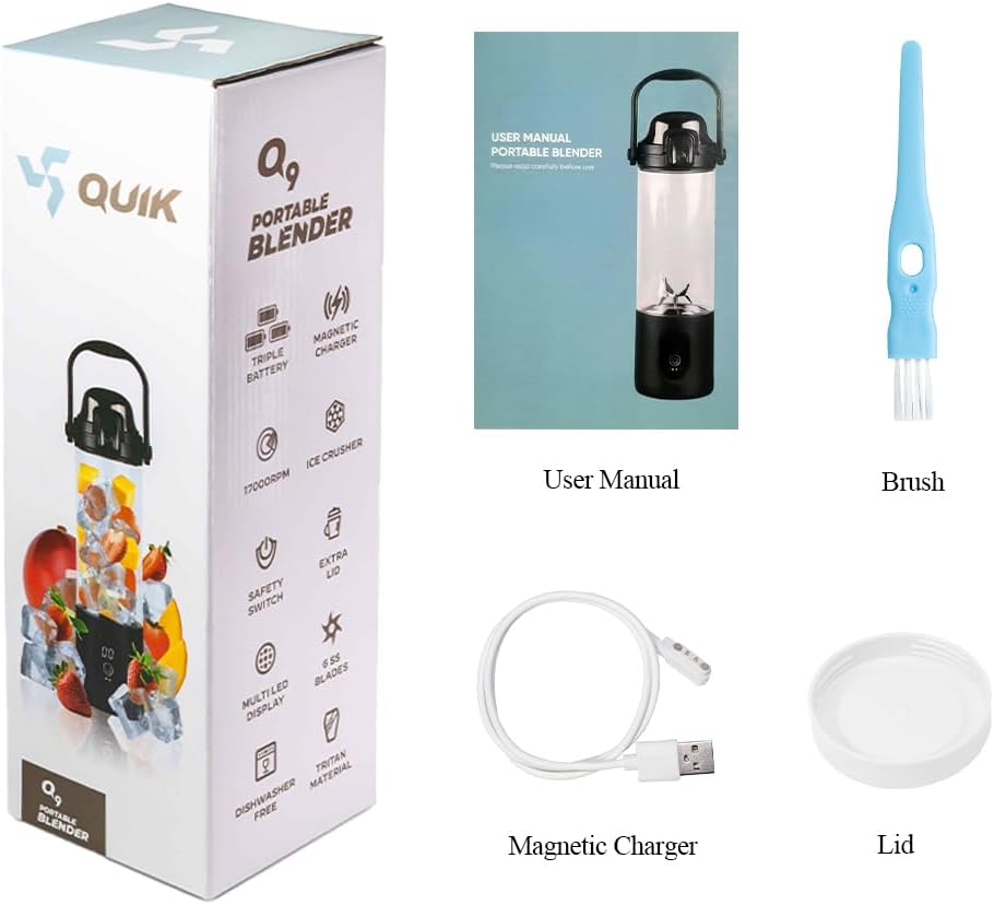 Portable Blender - Cordless 24oz. Personal Blender for Shakes and Smoothies, Licuadora, BPA Free - Ice Crush, Dishwasher safe parts, Waterproof, Triple Batteries, Juicer Cup (White)