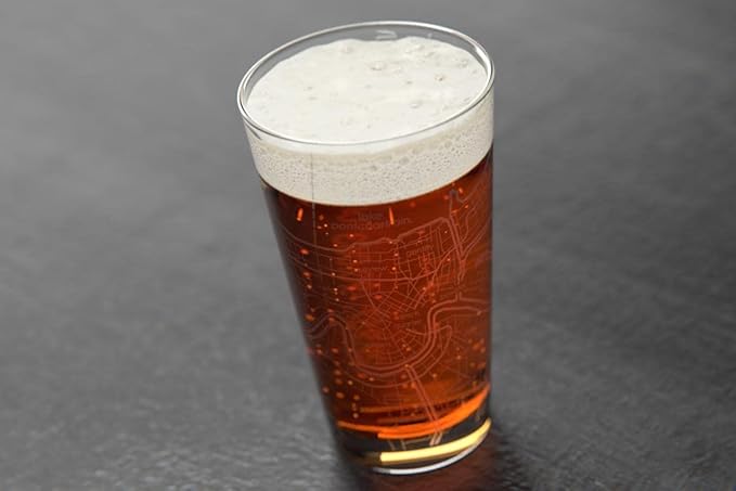 Well Told Engraved New Orleans Louisiana Map Pint Glass, Etched Beer Gift (16 oz, Clear) City Map Pint, Custom City Glassware, Gifts For Beer Lovers