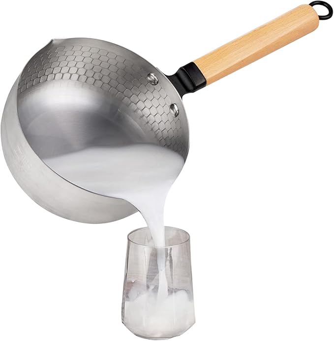 Yukihira Saucepan,Yukihira Pot, 2.2 Quart Stainless Steel Saucepan Pan Japanese Milk Pot with Wood Handle