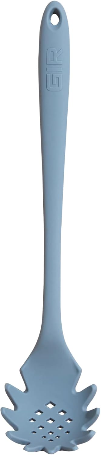 GIR: Get It Right Silicone Pasta & Spaghetti Spoon - 13-In Slate Modern - Heat-Resistant Silicone Ladle & Pasta Fork - Gentle on Nonstick Surfaces