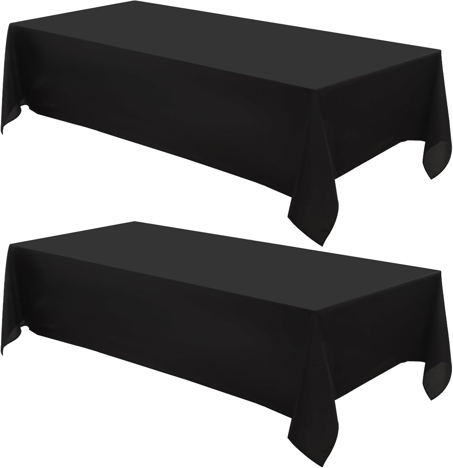 Rectangle Tablecloths 90x132 Inch 2 Pack Black Tablecloth Washable Decorative Linen Polyester Table Cloths for Dining Table Banquets Buffet Parties and Wedding