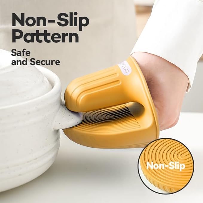 Silicone Oven Mitts Heat Resistant Mini Oven Gloves and Pot Holders Set for Kitchen Non Slip Waterproof Pinch Grips for Cooking and Baking Set of 2