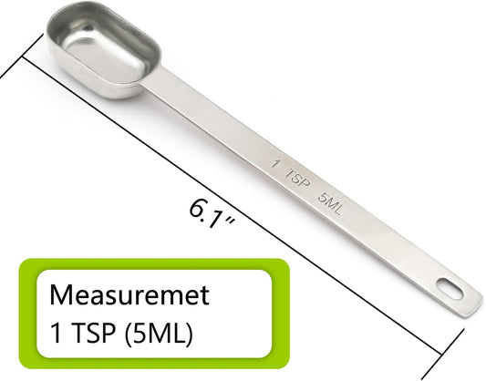 3PCS 1tsp (1/3tbsp, 5ml) Single Measuring Spoon, Stainless Steel Long Handle Individual Teaspoons Only