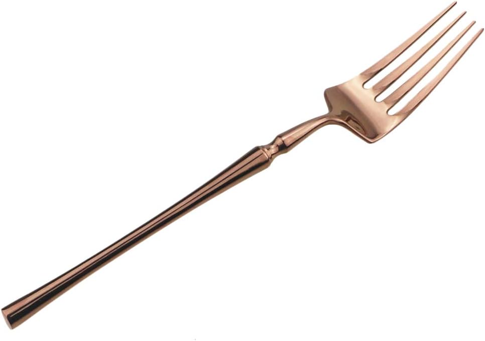 Gugrida Copper Silverware Set, 5-Piece 18/10 Stainless Steel Flatware Cutlery Set for 1,Mirror Finish, Ideal for Wedding Festival Party Home Kitchen, Dishwasher Safe