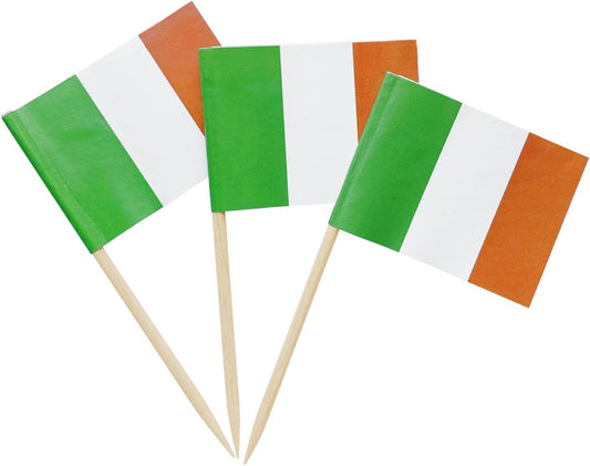 100PCS Ireland Toothpick Flag Irish Mini Small Cupcake Topper Flags Cocktail Picks
