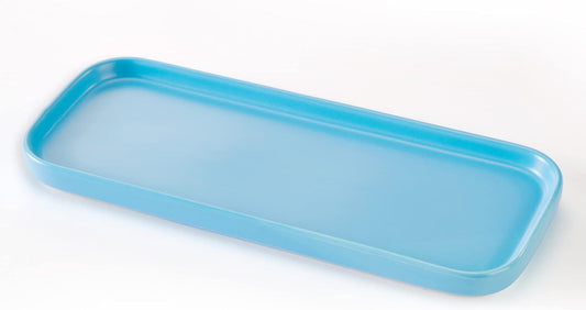 Ceramic Bathroom Tray,Kitchen Sink Organizer Tray,Cosmetics Holder (Blue)