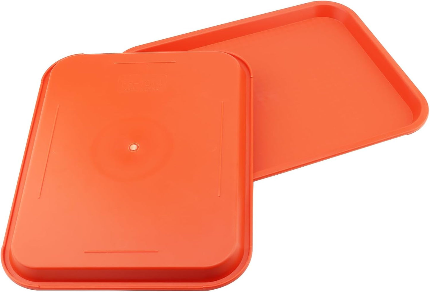 15 Pack 14 x 10 Inch Orange Fast Food Tray, Large Rectangular Restaurant Serving Trays, Plastic Cafeteria Trays School Lunch Trays