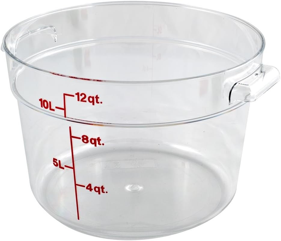 Cambro Food Storage Container (6 Pack) - Round Series - 12 QT (Quart) - Commercial Grade for Food Prep (Clear)