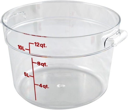 Cambro Food Storage Container (6 Pack) - Round Series - 12 QT (Quart) - Commercial Grade for Food Prep (Clear)