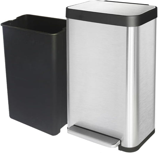 50 Liter / 13 Gallon Trash Can, Fingerprint Proof Stainless Steel Kitchen Trash Can with Removable Inner Bucket, Pedal Rubbish Bin for Home Offices and Public Areas