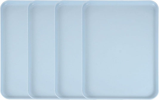 uxcell 4Pcs Plastic Serving Trays, 15 x 10.6 Inch Rectangle Food Trays Serving Cafeteria for Kitchen Restaurant Coffee Fruit Burger Lunch Dessert, Gray
