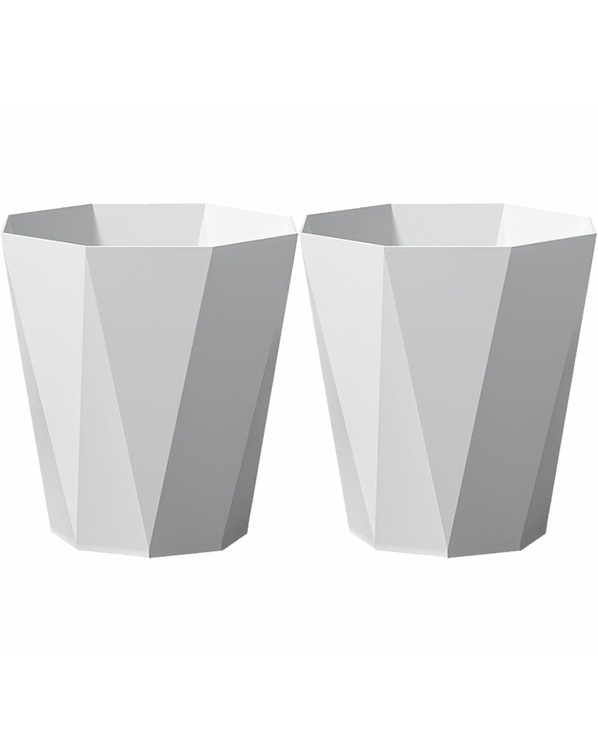 Small Bathroom Trash Can 2 Pack Garbage Can 1.8 Gallon Waste Basket for Dorms Toilets Bedrooms Offices, White