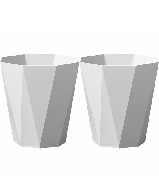 Trash Can Plastic Waste Basket 2.6 Gallon Garbage Can for Bathroom Office Bedroom Kitchen, 2 Pack White