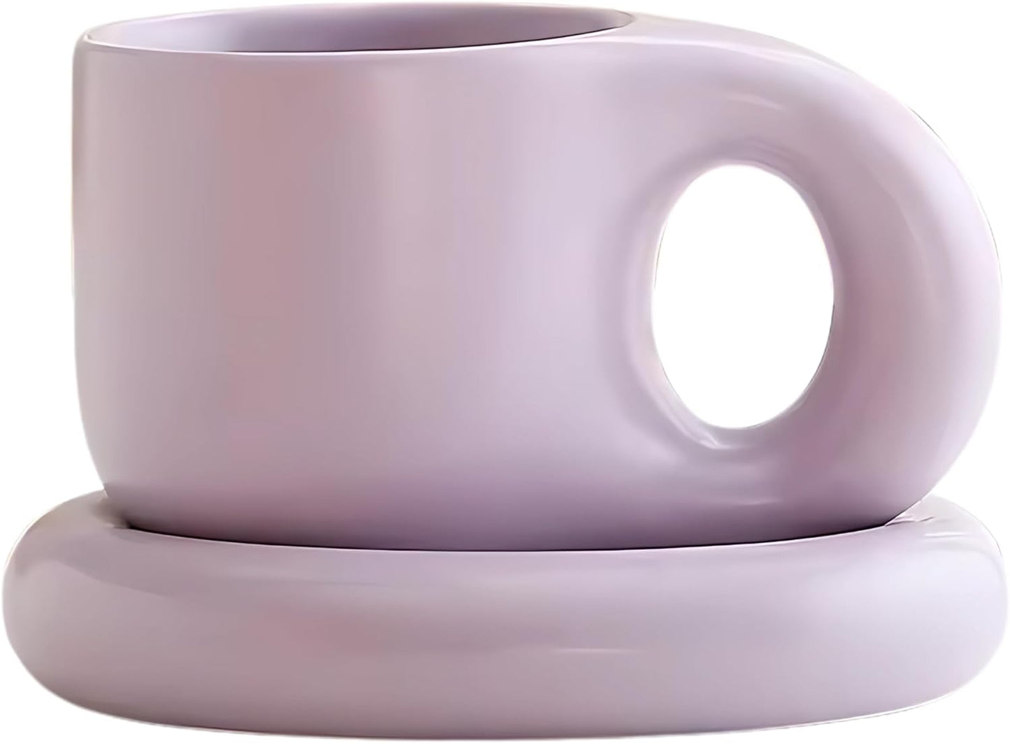 10oz Nordic Ceramic Coffee and Tea Mug – Cute Cup and Saucer Perfect for Coffee Lovers Gifts and Kitchen Essentials (Purple)