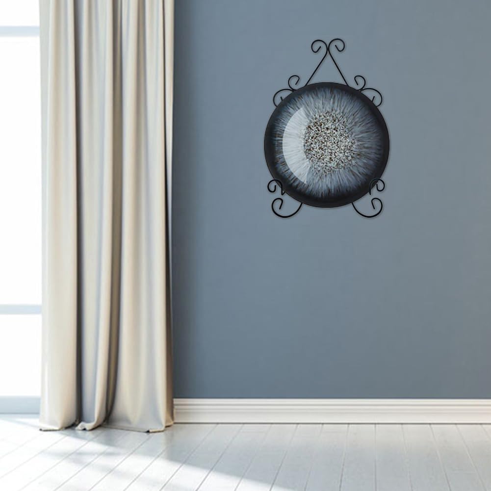 YY YEARCHY Plate Stand Holder for Wall Hanging Display Rack Art Hanger Metal Easel Photo Holder Books Bowls Platters (Black 2 Pack, 6 inches/9.84" x 6.3" x1.2")