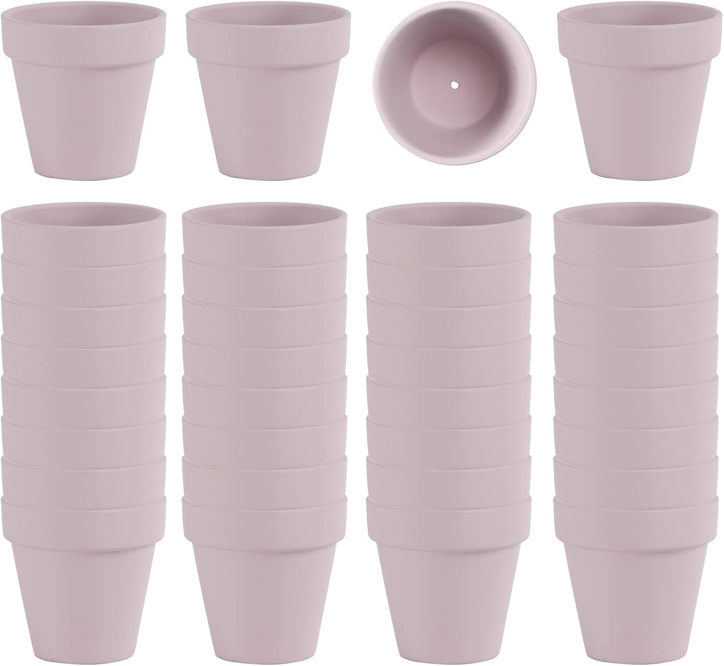 36 PCS Small Mini Pink Clay Pots with Drainage Holes, 2.5inch Terra Cotta Pot Clay Ceramic Pottery Planter, Succulent Nursery Pot/Cactus Plant Pot, for Indoor/Outdoor Plants, Crafts, Wedding Favor